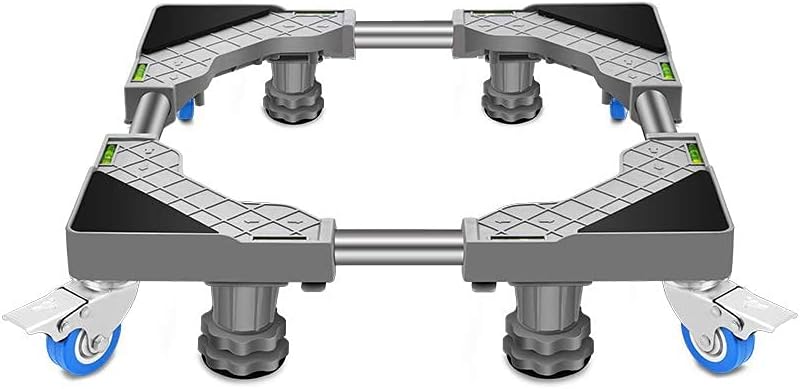 Adjustable Washing Machine Base Washing Machine Stand Base Adjustable Movable Base with 4 Locking Wheels Universal Appliance Wheels Stainless Steel Dryer Trolley 45-65cm Washi