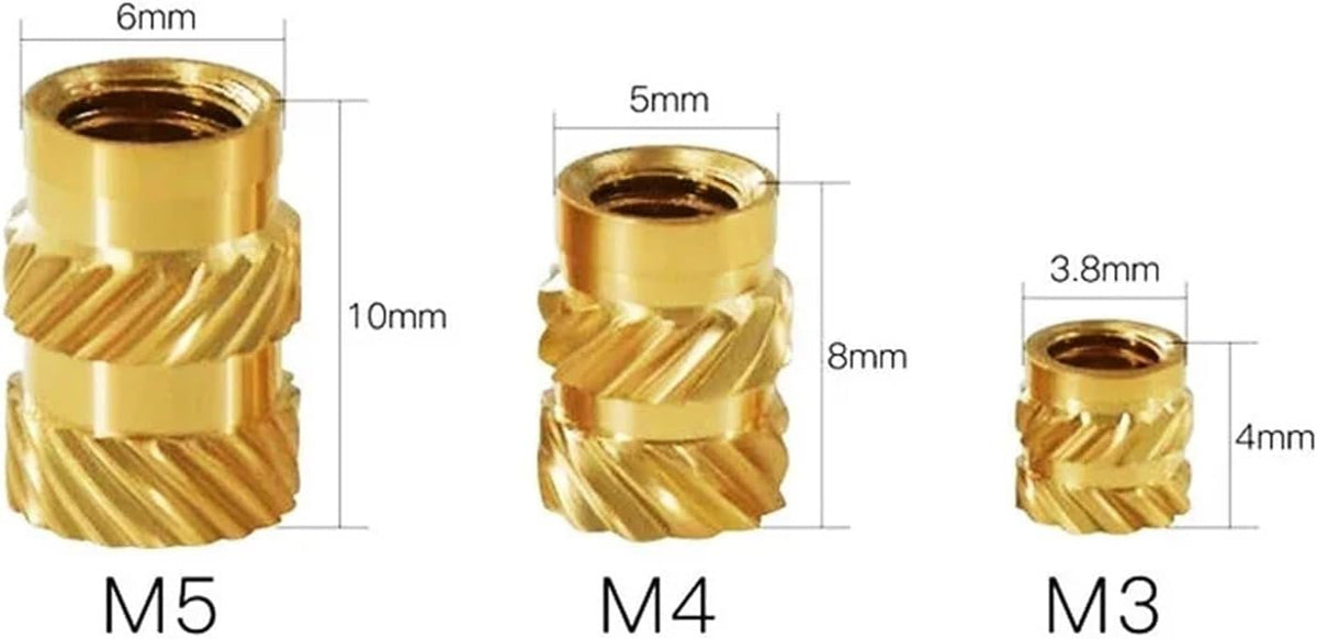 Brass Knurled Nuts 300pcs M5 M6 Heat Threaded Insert Nuts Brass Hot Melt Molding Knurled Metal Copper Lock Nut for 3D Printer(M6x9.5x9.5 (300pcs))