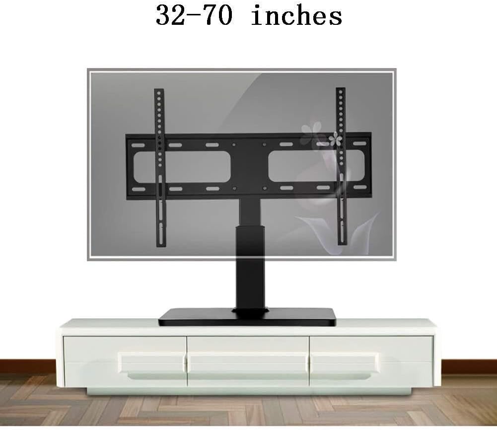 Universal TV Stand for 32-60 Inch TVs, Adjustable Height Swivel 90°, Tempered Glass Base, Holds Up to 35kg, TV Tabletop Pedestal TV Bracket Mount