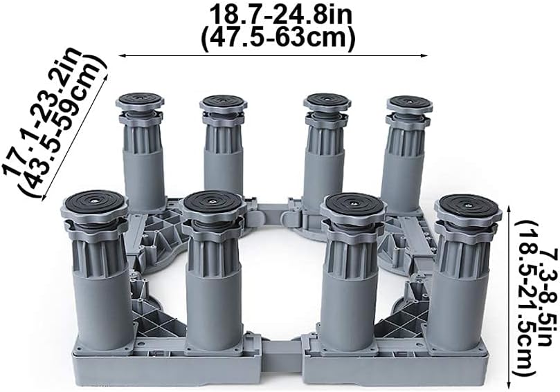 Adjustable Washing Machine Base Upgraded Washing Machine Stand Universal Fridge Base Stand Retactable Furniture Base Bracket Adjustable 47.5-63cm Stand Heavy Machines Stand 4/