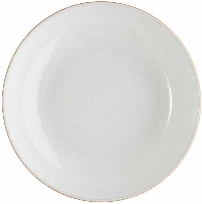 Denby - Elements Light Grey Pasta Bowls Set of 4 - Dishwasher Microwave Safe Crockery 1050ml 22cm - Pale Grey, White Ceramic Stoneware Tableware - Chip & Crack Resistant