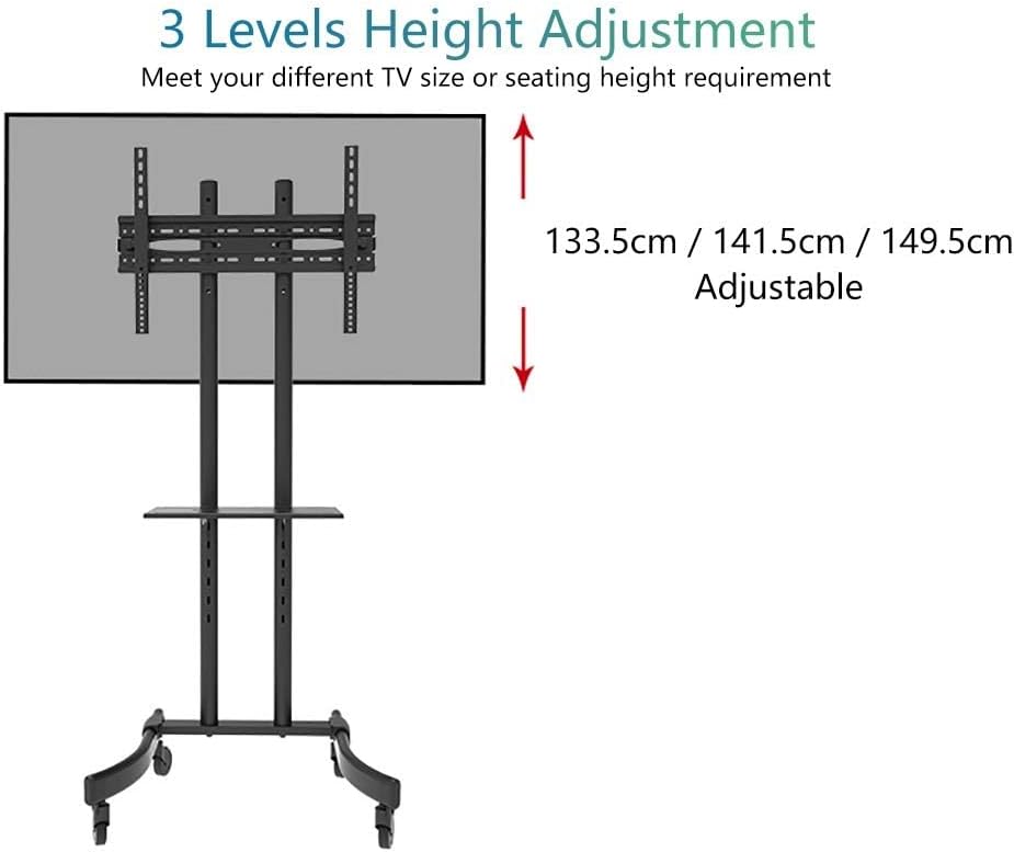 Tv Stands Universal On Wheels for 32-65 Inch Flat Screens, Rolling Mobile Tv Floor Stand with Swivel Height Adjustable Mount Bracket, Black Beautiful Scenery