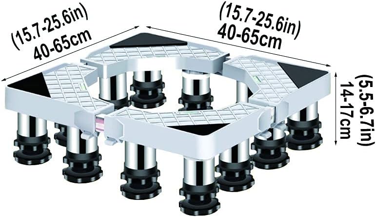 Adjustable Washing Machine Base Universal Base Fridge Stand Washing Machine Holder Bracket 14-17cm Adjustable Dryer Dishwasher Anti-Rust Fixed Base 8/12 Legs Extendable Applia