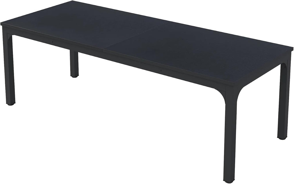 Large Dining Table, 78.7 x 27.6 Inches, Seats 6-8, Rustic Wood Top with Black Metal Frame (Black)
