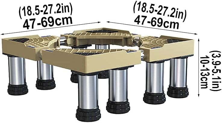 Universal Base Tumble Dryer Washing Machine Stand Adjustable Length/Width 47-69cm Air Conditioner Base Dishwasher Fridge Filing Cabinet Stand Base Heightened 10-13cm (8 Legs