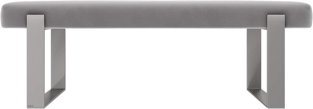 VANT Upholstered Bed Bench - Velvet Platinum Grey - Brushed Nickel - Contemporary Modern, Bedroom Bench Seat, Hallway, or Entryway