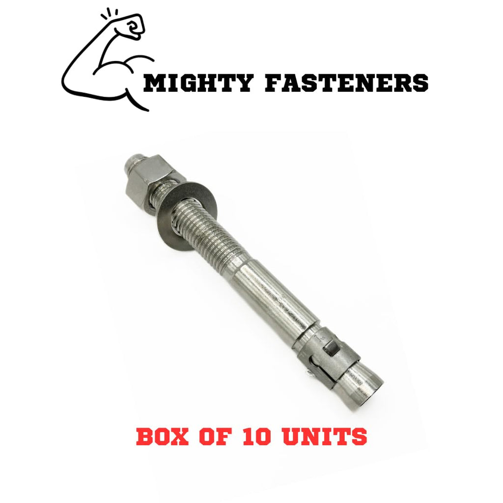 Mighty Fasteners Wedge Anchors – Heavy-Duty 304 Stainless Steel Expansion Bolts for Concrete & Masonry, Rust-Resistant & Durable - 1' X 9' - 10 Pack