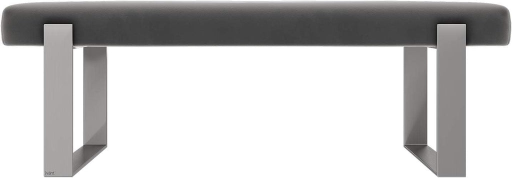VANT Upholstered Bed Bench - Velvet Smoke Grey - Brushed Nickel - Contemporary Modern, Bedroom Bench Seat, Hallway, or Entryway