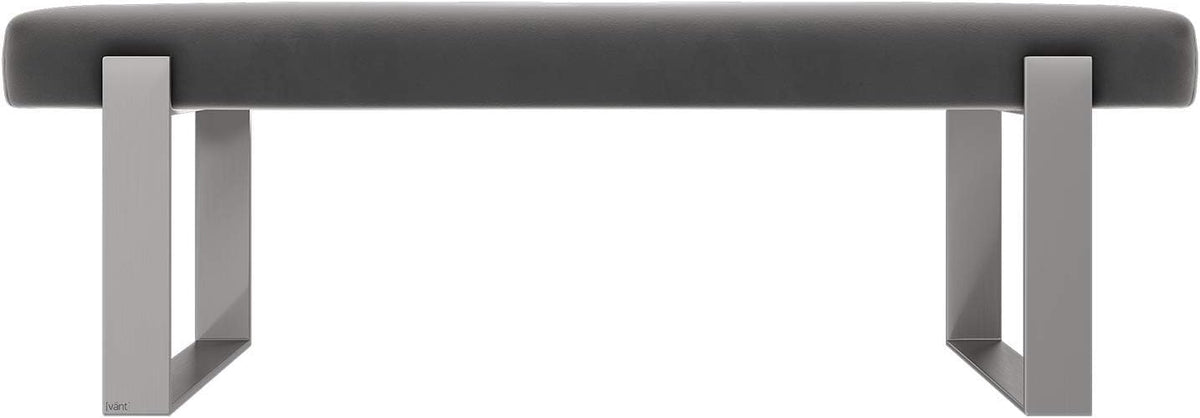 VANT Upholstered Bed Bench - Velvet Smoke Grey - Brushed Nickel - Contemporary Modern, Bedroom Bench Seat, Hallway, or Entryway