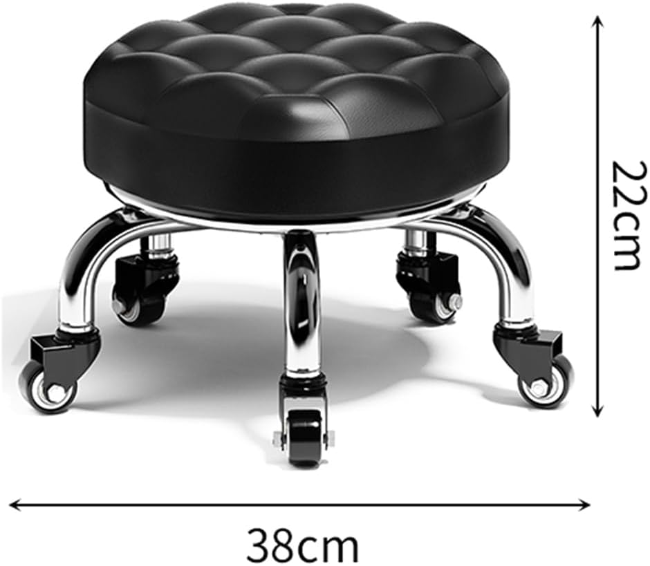 Heavy-Duty Low Roller Stool with 360° Swivel Wheels, Ottoman Footstool, Low-Height Short Rolling Stool Seat, PU Leather Small Mechanic Chair, Rolling Stools for Garage, Shop, Library red
