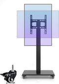 Mobile Tv Cart with Wheels - Adjustable Rolling Stand for 32-65 Inch Flat Screen Tvs Sturdy Tv Mount for Horizontal & Vertical Screens Easy Mobility and Stability