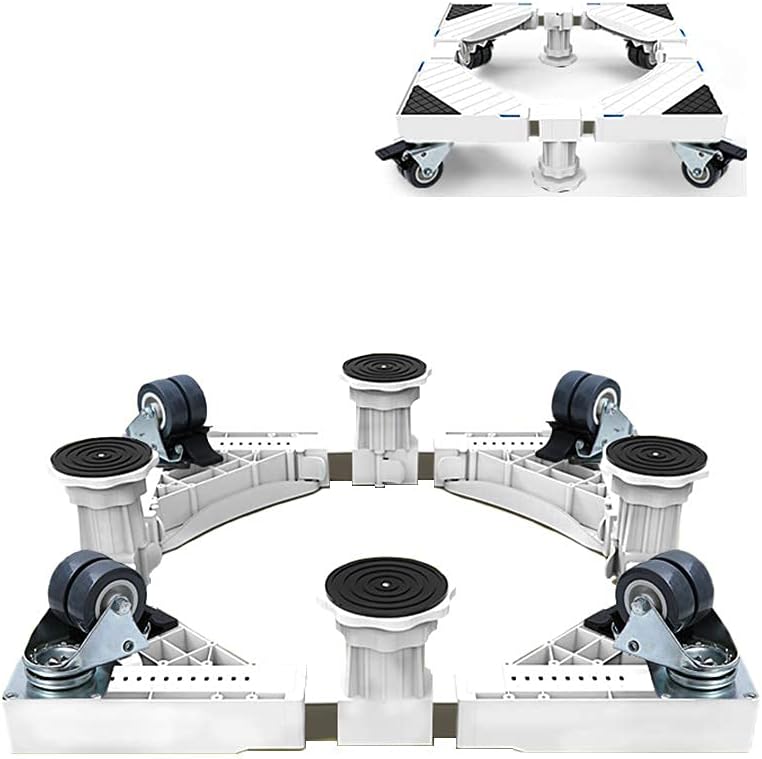 Adjustable Washing Machine Base Washing Machine Stand Base Tumble Dryer Stand Trolley Heavy Duty Roller Washing Machine Appliance Wheel Universal Adjustable 52-67cm Cookers St
