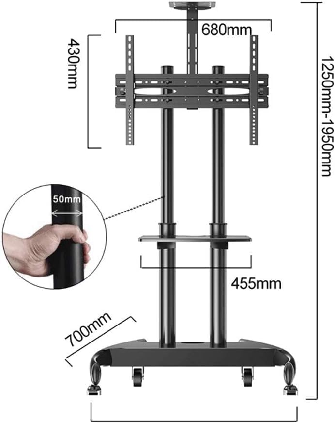 Mobile TV Stand, Universal Swivel TV Stand, Floor-Standing Mobile TV Stand with Heavy Duty Base, for Living Room Use