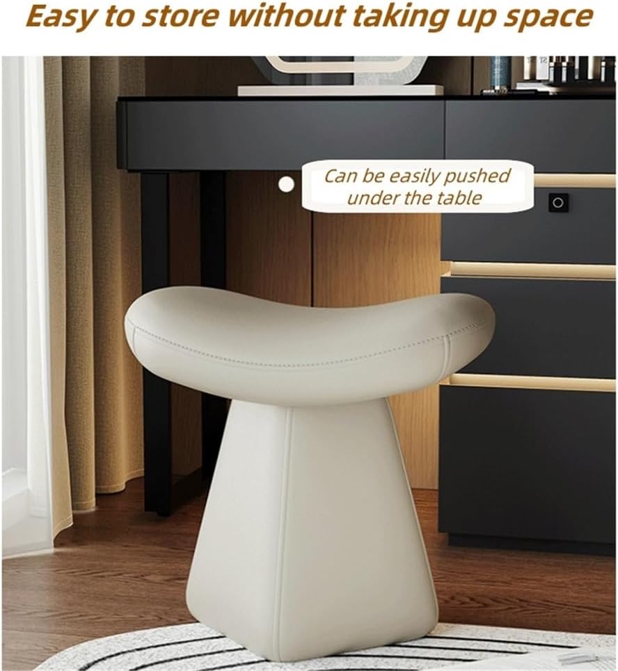 Leather Vanity Stool Chair, Creative Vanity Bench, Modern Swivel Stool for Dressing Table, for Daily Routines and Easy Shoe Changing(Gray)