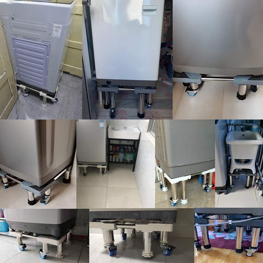 Adjustable Washing Machine Base Heavy Duty Washing Machine Base with Wheels Universal Appliance Trolley Multifunctional Fridge Stand Dryer Base Bracket 45-65cm Moving Home App