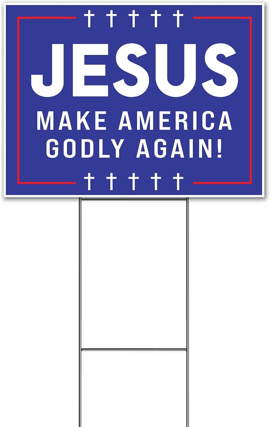 Jesus Make America Godly Again (18' x 24') Yard Sign, Quantity Discounts, Multi-Packs, Includes Metal Step Stake, Bandit, New, Advertising, USA | Christian, Religion, Funny, Political, Republican