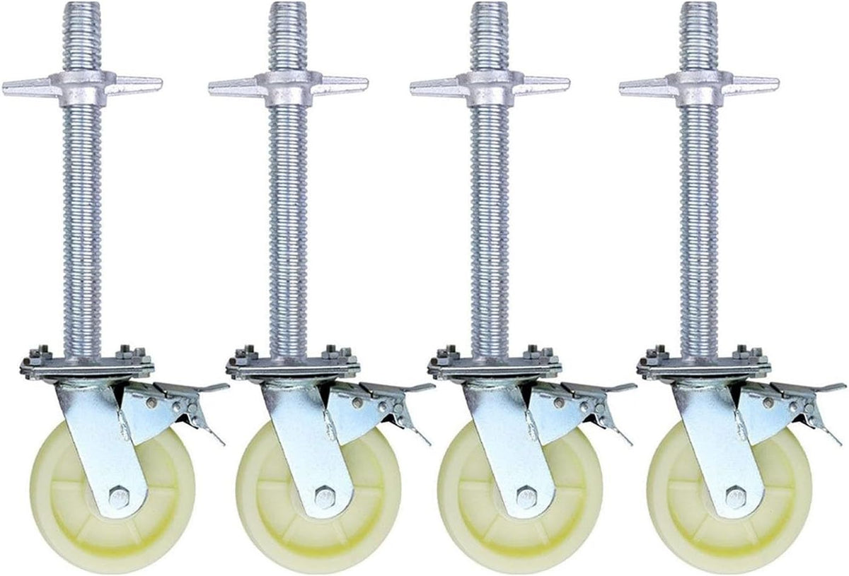8Inch HeavyDuty Scaffold Casters with Brake Adjustable 6Inch Base Universal Mobile Frame Wheels for Easy Maneuverability and Stability in Construction Projects