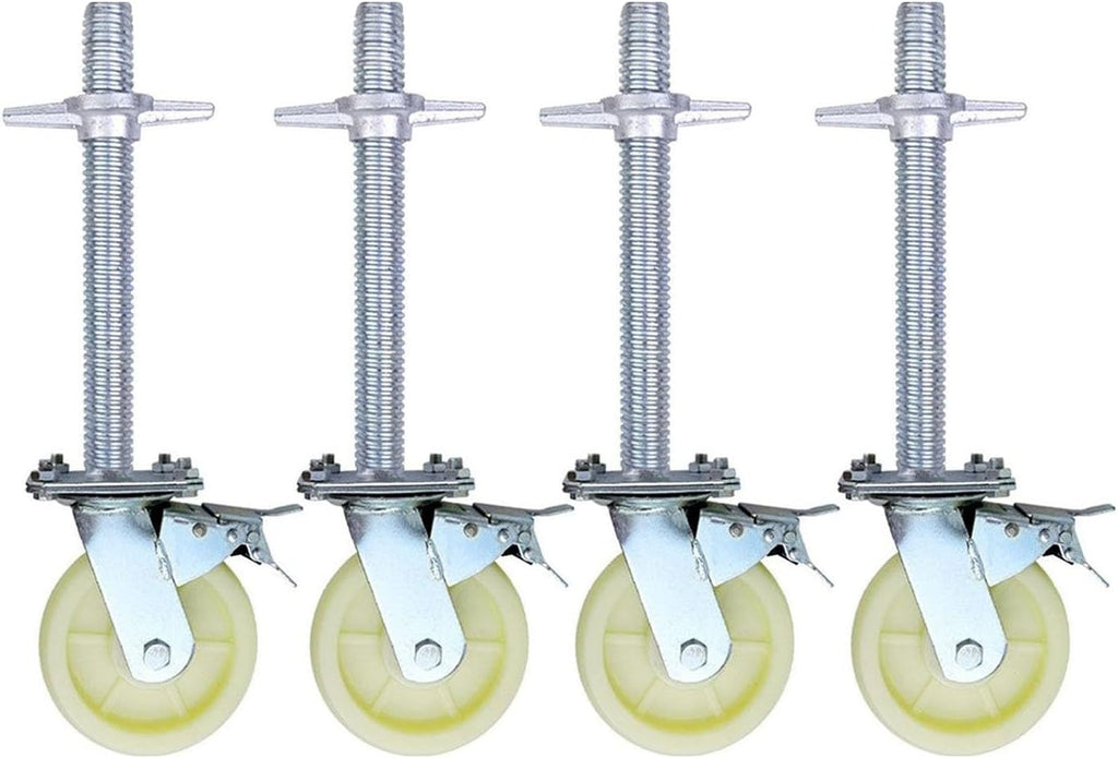 Universal 8inch Scaffolding Casters with BrakeHeavyDuty Mobile Frame Wheels & Adjustable Base for Easy Maneuverability and Stability