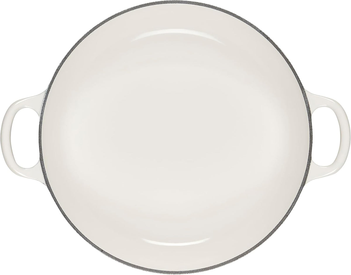 Le Creuset Enameled Cast Iron Signature Petal Braiser, 2.25 qt., White w/Gold Knob