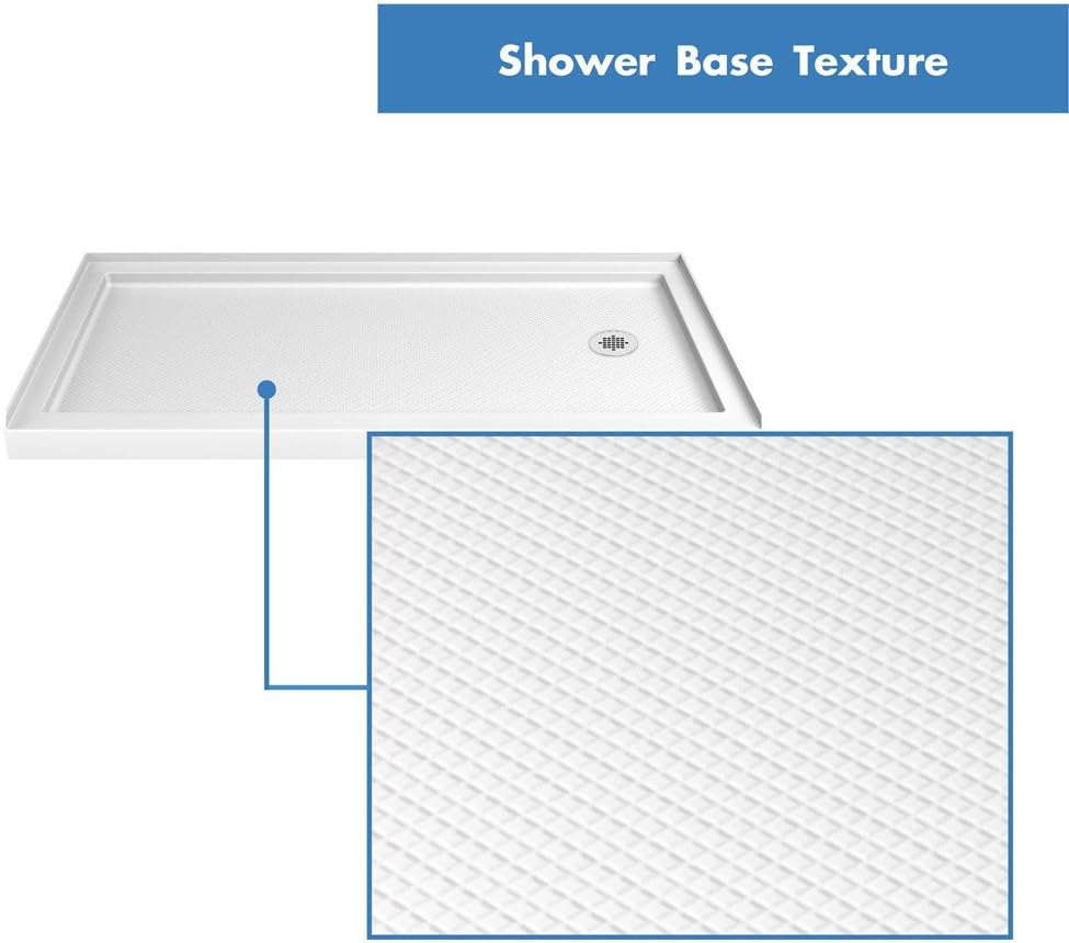 DreamLine 34 in. D x 60 in. W x 75 5/8 in. H Right Drain Acrylic Shower Base and QWALL-3 Backwall Kit In White, DL-6147R-01
