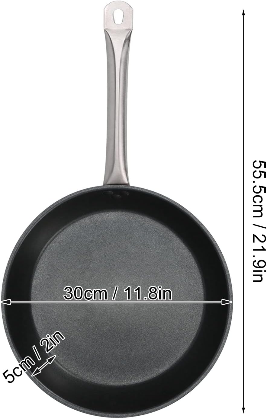 Gavigain Stainless Steel Frying Pan, kitchen Skillets Saucier Pan Non Stick Induction Pan Dishwasher and Oven Safe Omelet Pancake Maker for All Stove Kitchen Utensils