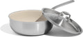 Made In Cookware | 3 QT Ceramic Non Stick Saucier with Lid | 5-Ply Stainless Clad with Stay-Cool Handle | Professional Cookware | Crafted in Italy | Induction Compatible