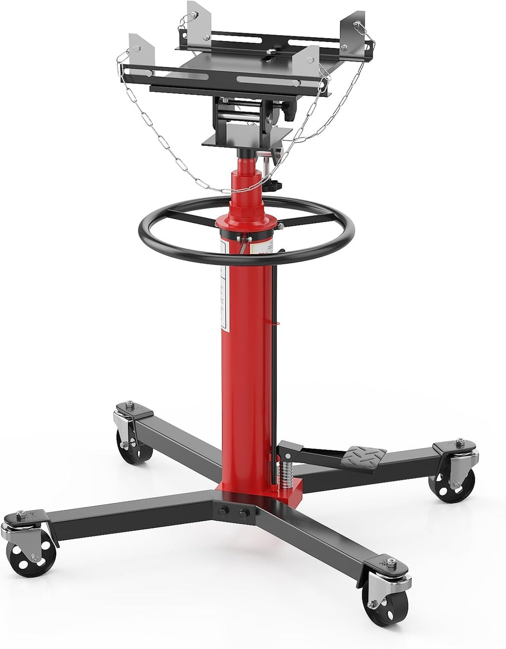 1320lbs Capacity Transmission Jack High Lift, Hydraulic Jack for Car 2-Stage Telescopic, 34.3'-68.5' Adjustable Height, Foot Pedal & 360° Swivel Wheels with Gloves