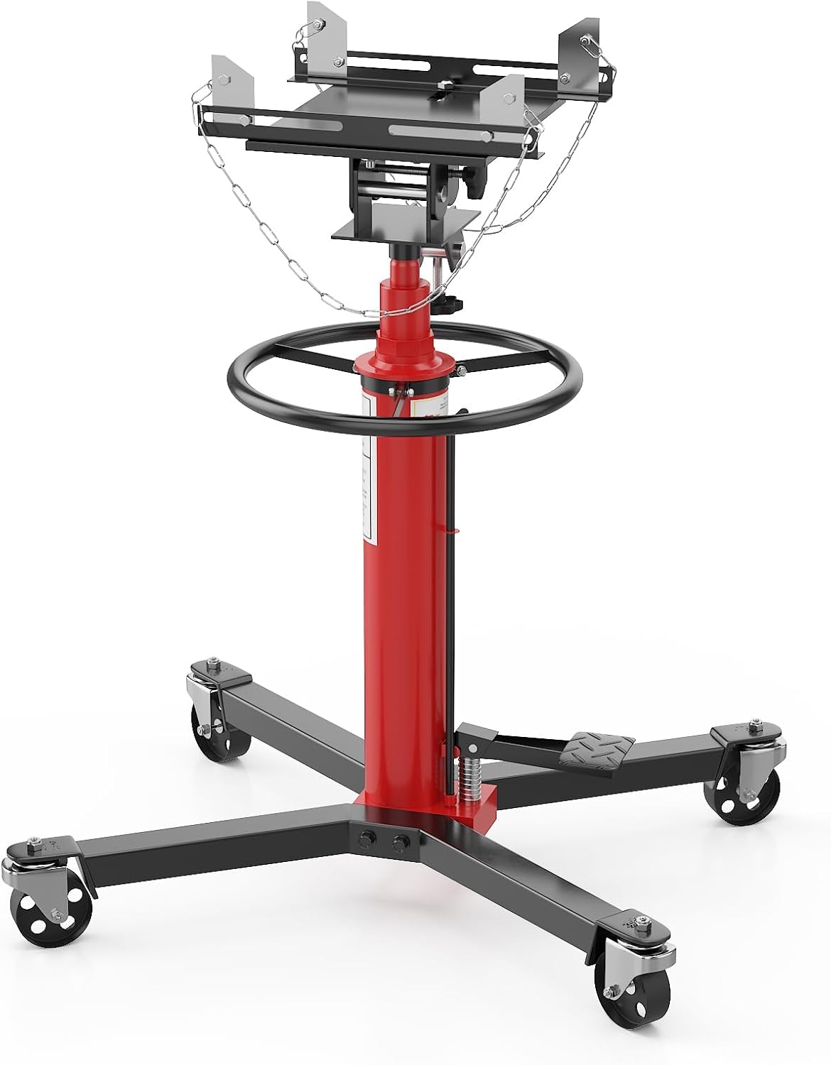1320lbs Capacity Transmission Jack High Lift, Hydraulic Jack for Car 2-Stage Telescopic, 34.3'-68.5' Adjustable Height, Foot Pedal & 360° Swivel Wheels with Gloves