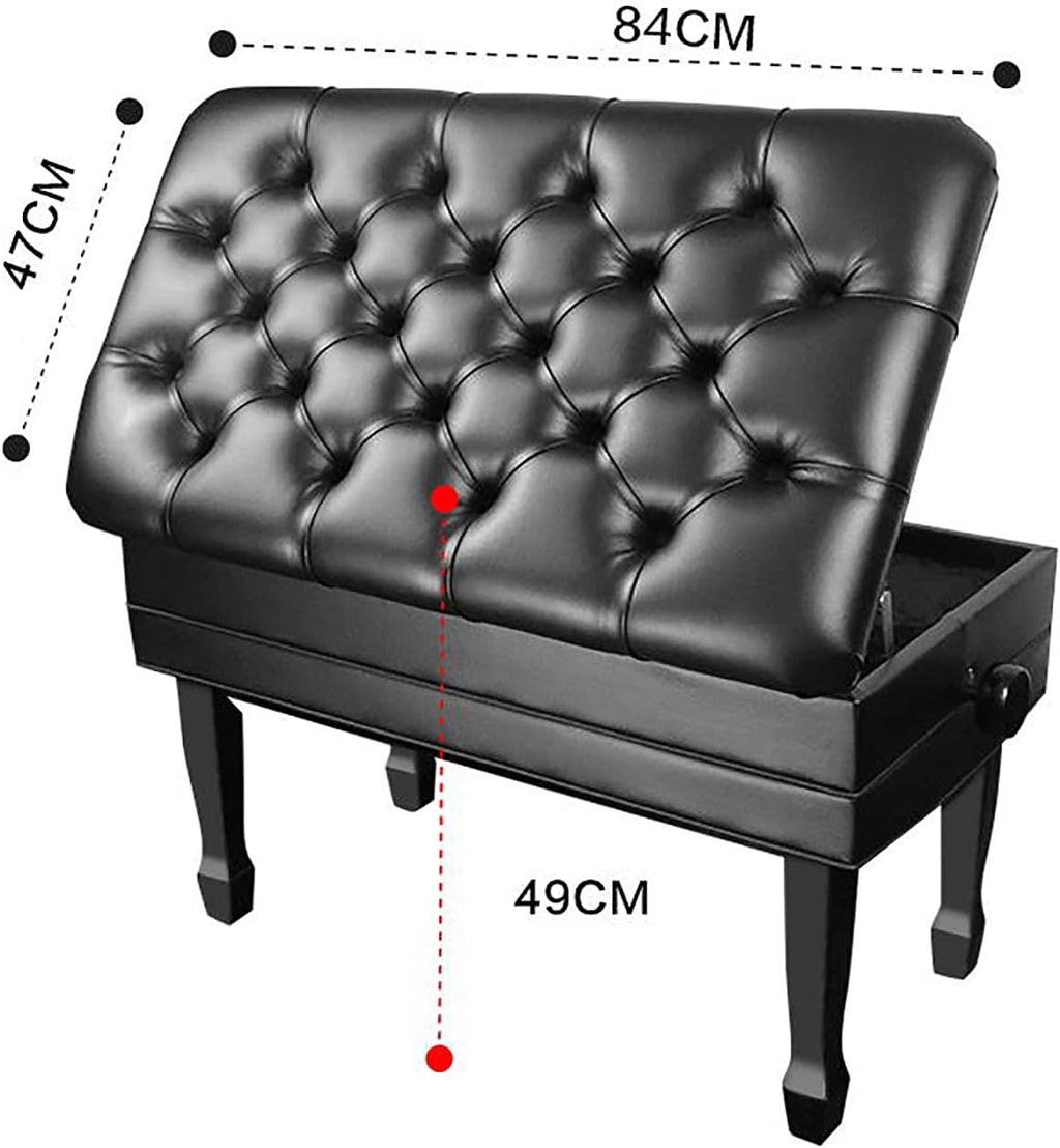 Piano Stool Deluxe PU Leather Piano Bench,Auto Lift Piano Stool with Large Storage Box,Keyboard Bench Vanity Stool,84 x 47 x 49-59CM,Black