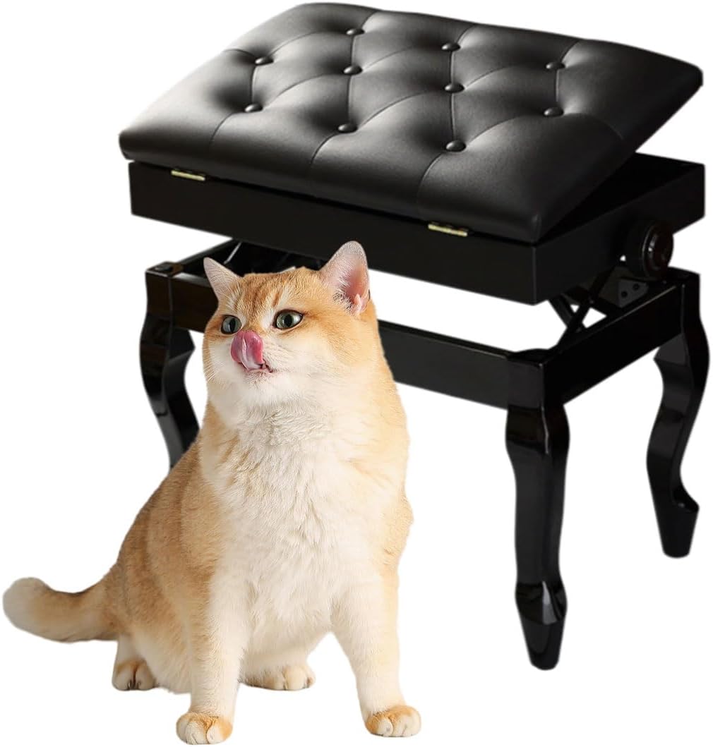 Piano Bench Piano Bench with Storage Piano Accessories Piano Bench Adjustable Height Vanity Stool Piano Bench Black Length 56cm*Width 34cm