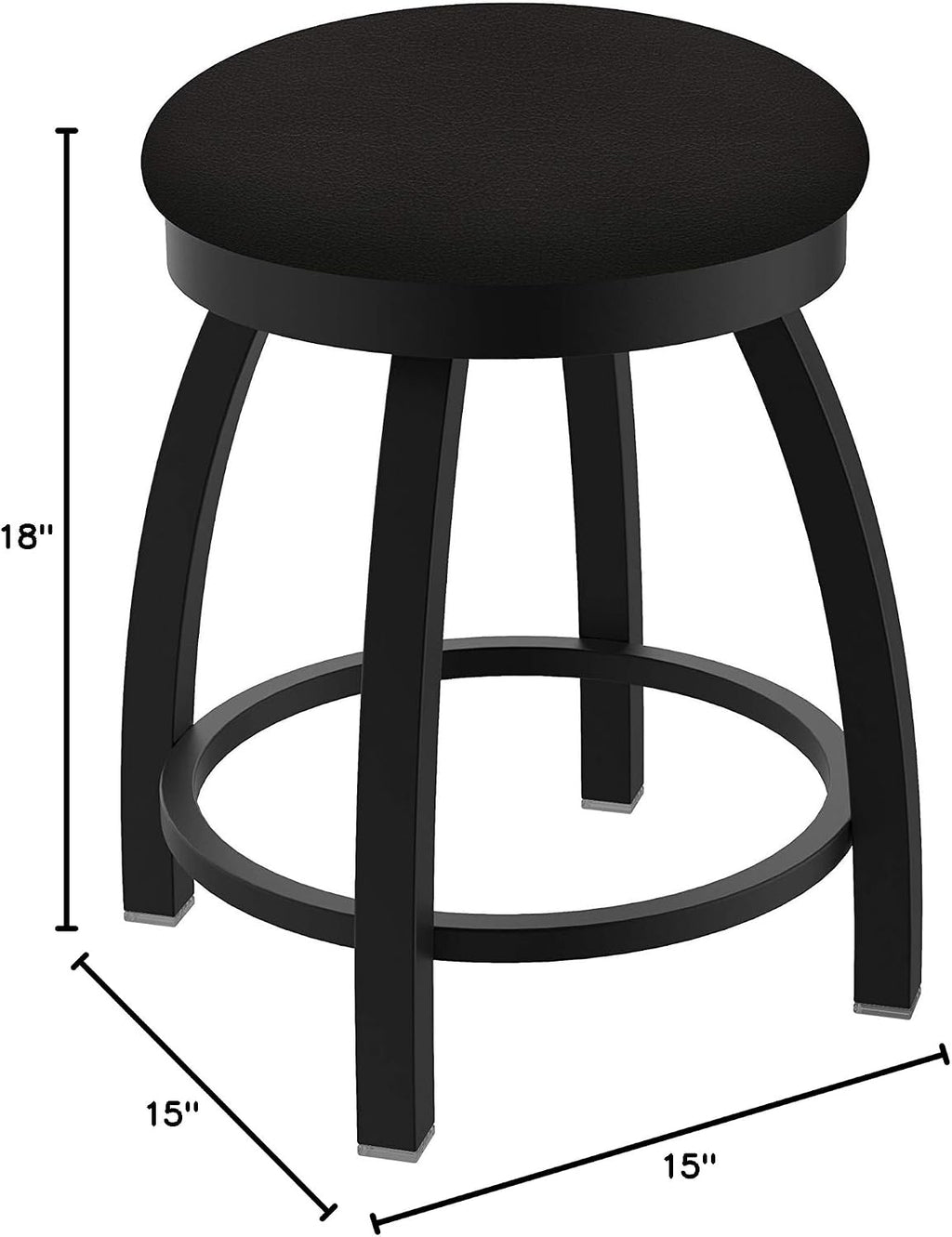 802 Misha 18' Swivel Vanity Stool with Black Wrinkle Finish and Canter Espresso Seat