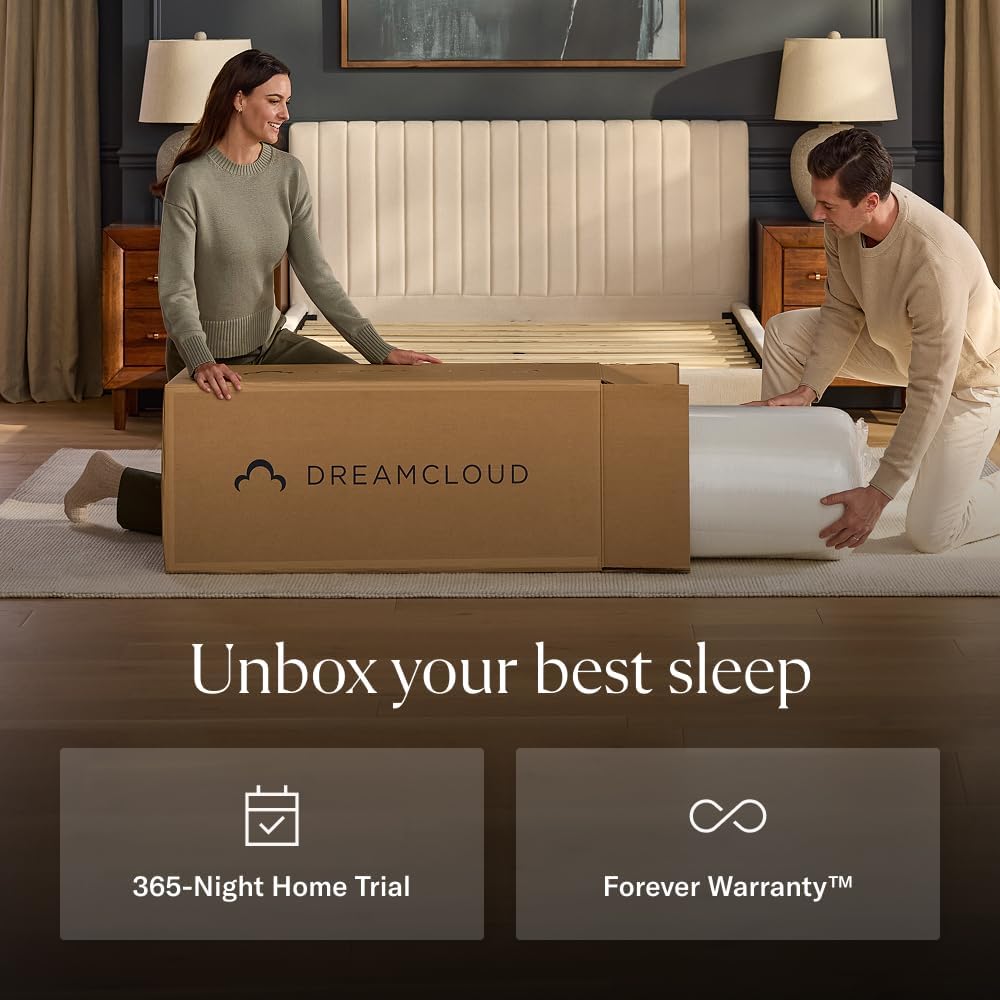 DreamCloud Classic 12' California King Mattress - Luxury Hybrid Gel Memory Foam - 365 Night Trial - Back Pain Relief - Fiberglass Free - Forever Warranty - Mattress in a Box - CertiPUR-US Certified