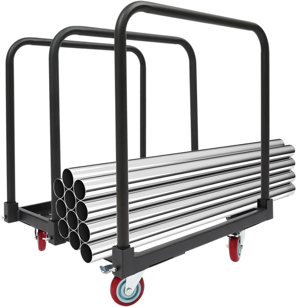 Heavy-Duty 3 Pole Panel Cart, 200 lbs Capacity Folding Table Truck with 4 Swivel Wheels (2 Locking), Industrial Utility Cart for Plywood, Lumber, Mattress Moving