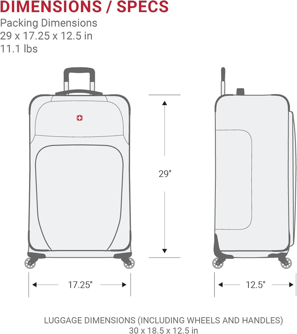 SWISSGEAR Sion Softside Expandable Spinner Luggage Durable Lightweight Travel Suitcase, Dark Grey, Checked-Large