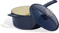Made In Cookware | 2 Quart Enameled Cast Iron Saucepan with Lid (Harbour Blue) | Hand-Enameled Cast Iron | Professional Cookware | Crafted in France | Induction Compatible