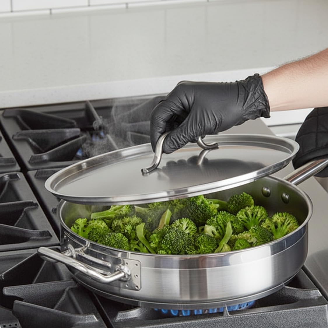 TrueCraftware- 7 Qt. Stainless Steel Sauté Pan with Lid and Welded Hollow Handle - Chef Cooking Pan Egg Pan Fry Omelet Sauté Pans Cookware NSF Certified