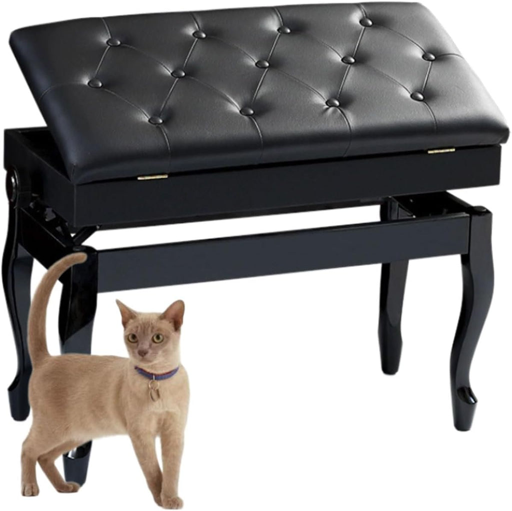Piano Bench with Storage Piano Accessories Piano Bench Adjustable Height Vanity Stool Duet Piano Bench Black Length 72cm*Width 34cm
