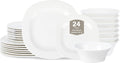 Stone Lain Quadro 24-Piece Dinnerware Set Porcelain, White