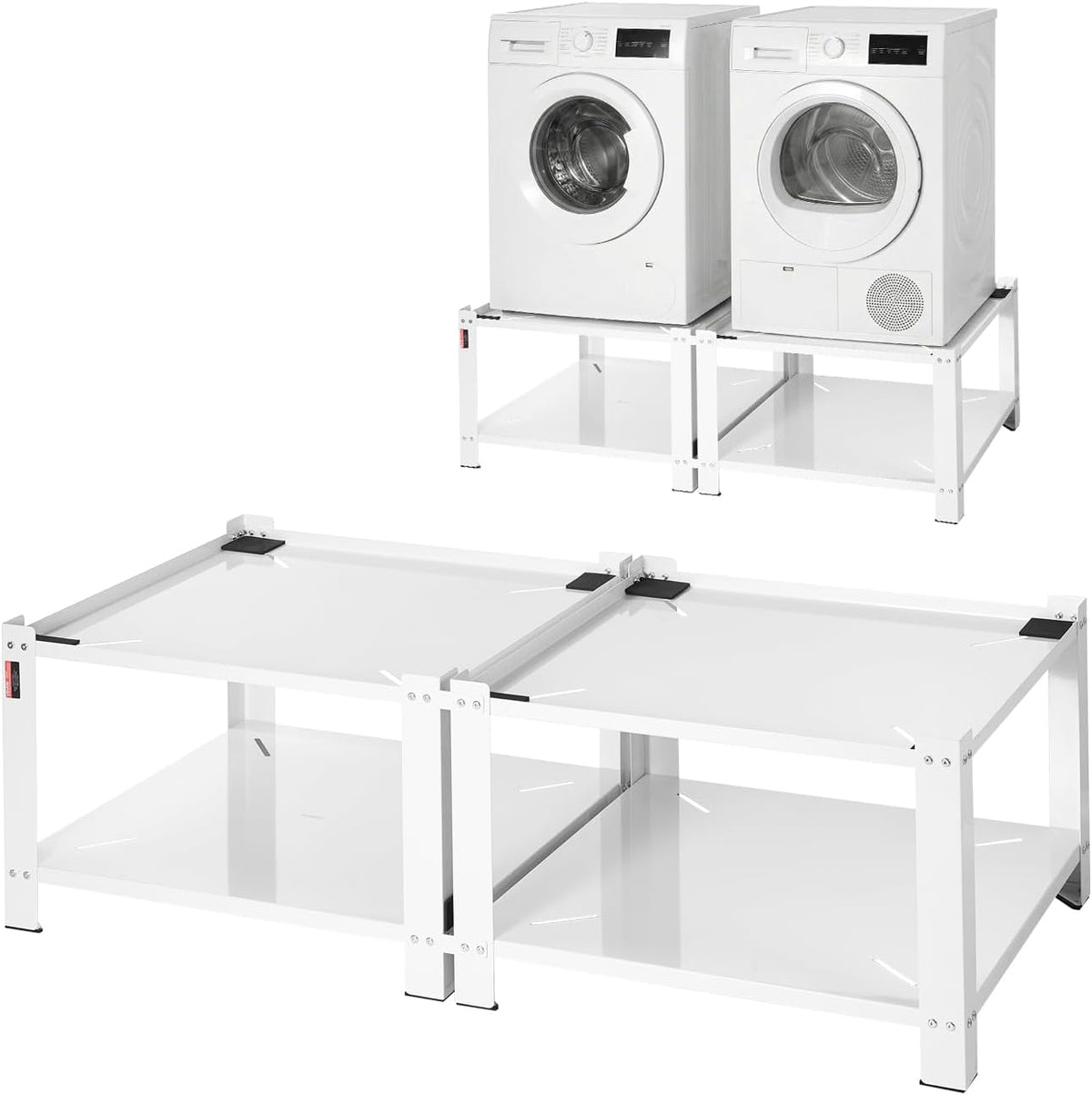 VEVOR Laundry Pedestal, 16.1 in Height, 27.5 x 27.5 in Washer and Dryer Pedestals with Storage Shelf, 700 lbs Load Capacity, Non-Slip Feet, Washing Machine Stand Universal Fit, White, 2 Pack