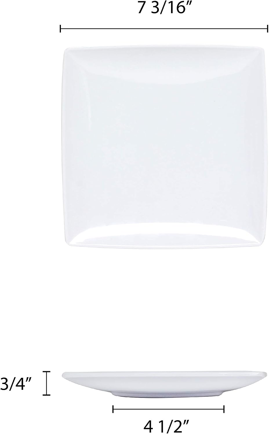 Thunder Group Classic white melamine dinnerware collection 7 1/4' square plate, 1/2' deep, comes in dozen
