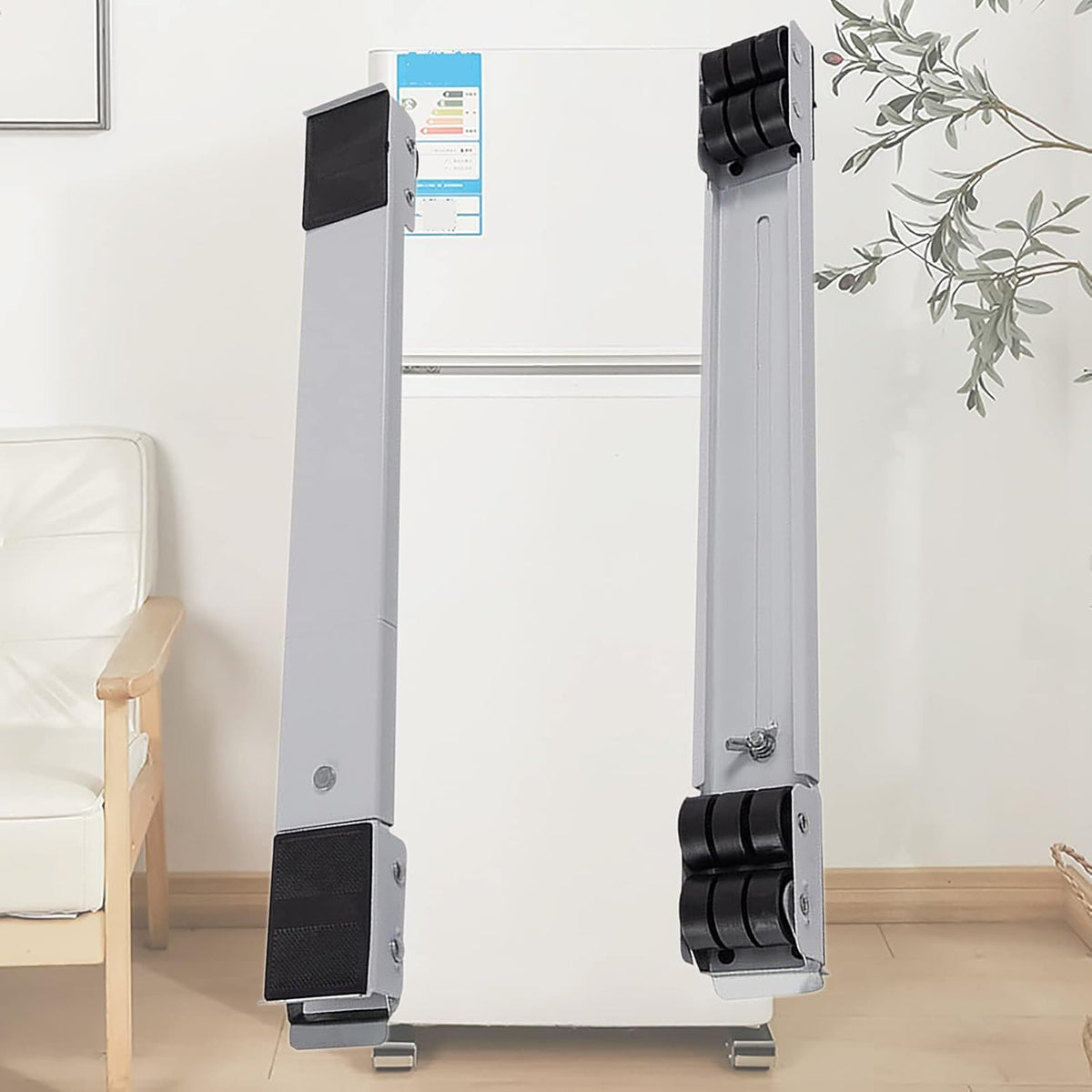 Washing Machine Base Stand with 24 Wheels, Movable Adjustable Universal Non-Slip Pedestal for Dryer, Washer and Mini Refrigerator, White, Silver, 2Pcs (Silver)