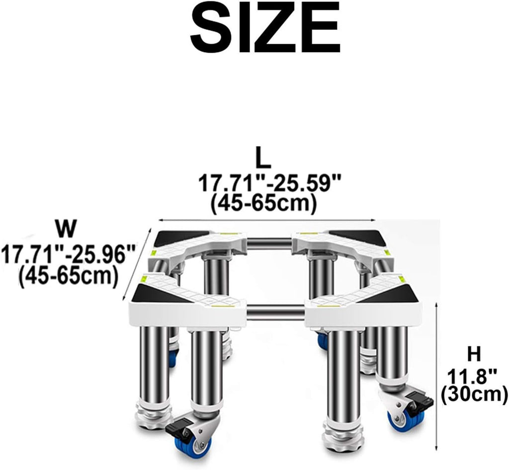 Washer Dryer Washing Machine Base Heavy Duty Washing Machine Base with Wheels Universal Mobile Base Fridge Stand Locking Swivel Wheels Stent Appliance Refrigerator Stand 45-65