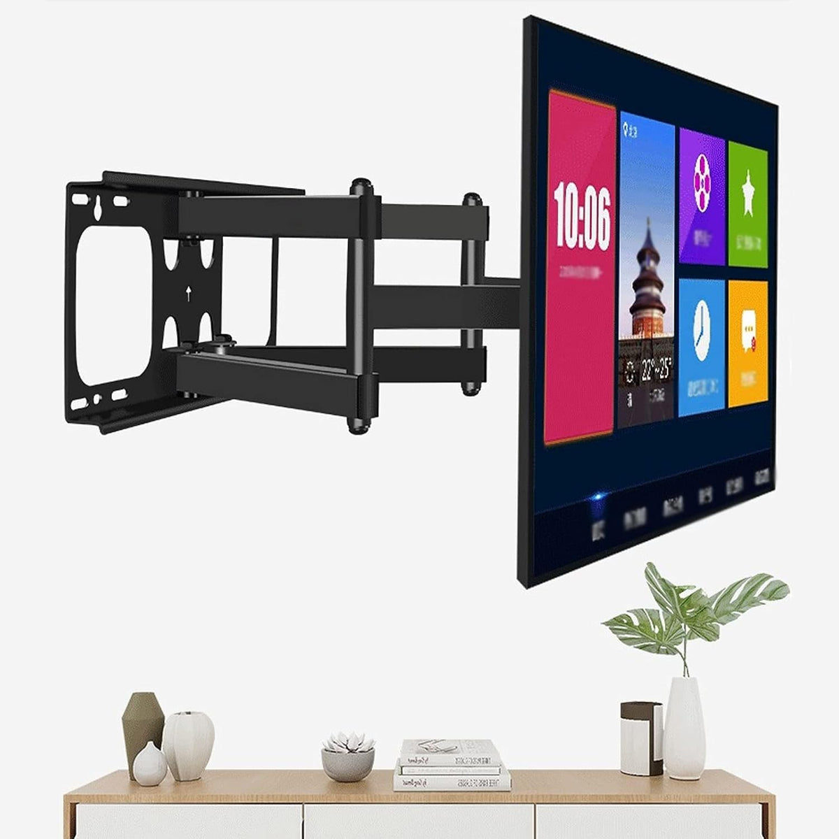 Universal TV Stand TV Stand Base Full Motion TV Wall Mount Bracket Universal Articulating Arms Swivels Tilts Extension Rotation TV Mount for Most 50'-85' LED LCD Flat Screen TVs Tv Stand Mount