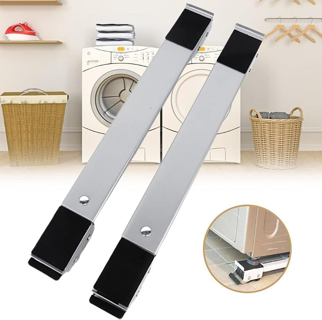 Washing Machine Base Stand, Adjustable Movable Furniture Dolly Base, Non-Slip Dryer Fridge Pedestal, Universal Base with 24 Locking Rubber Wheel Caster, Max Load 300kg (White
