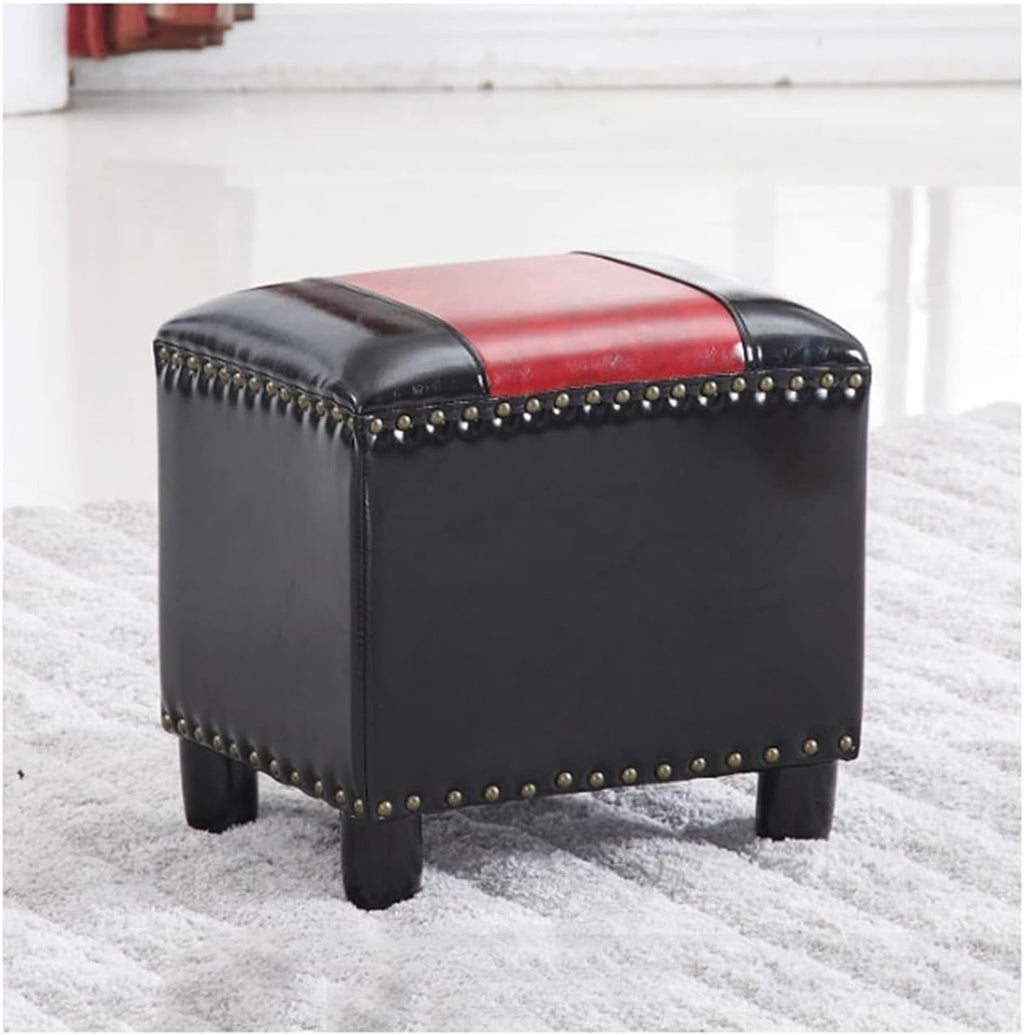 Vanities Benches, Desk Stools, Leather Piano Stool, Footstools (Color : Black)