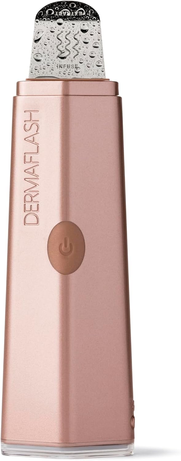 DERMAFLASH DERMAPORE+ Skin Care Device, Ultrasonic 2-in-1 Pore Extractor and Skincare Infuser, Rose Gold