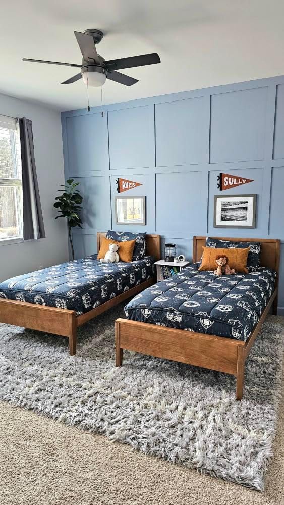 Beddy's Sports Theme Durable Zipper Bedding for Kids - Bed in a Bag - Blue Sheets with Baseball, Football, Basketball, Soccer Comforter - Includes Pillowcase & Sham - Easy to Make & Wash - Queen