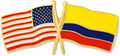 PinMart Crossed American Flag Lapel Pin - Gold Color Plated-Color Plated Enamel, USA and World Crossed Flag, Friendship & Unity, Hat, Jacket and Backpack Pins, Collectible, Patriotic Gift, Secure Clutch Back