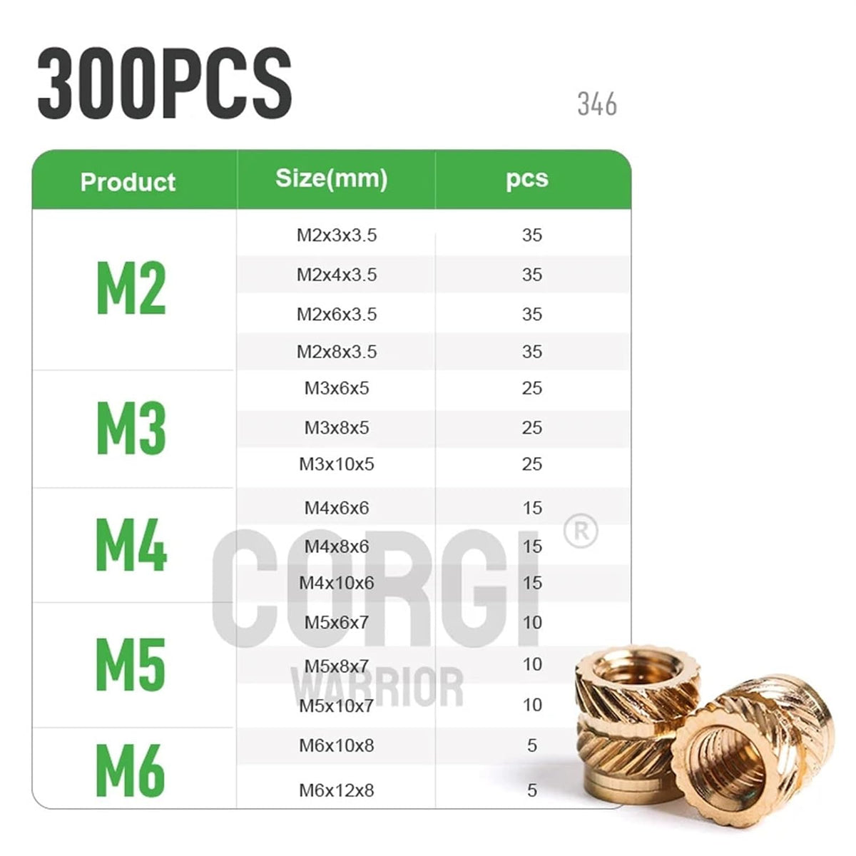 Brass Knurled Nuts M1 M1.2 M1.4 M2 M2.5 M3 M4 M5 M6 M8 Heat Thread Metric Hot Melt Insert Nut Set(M2m2.5m3m4m5m6 830pcs)