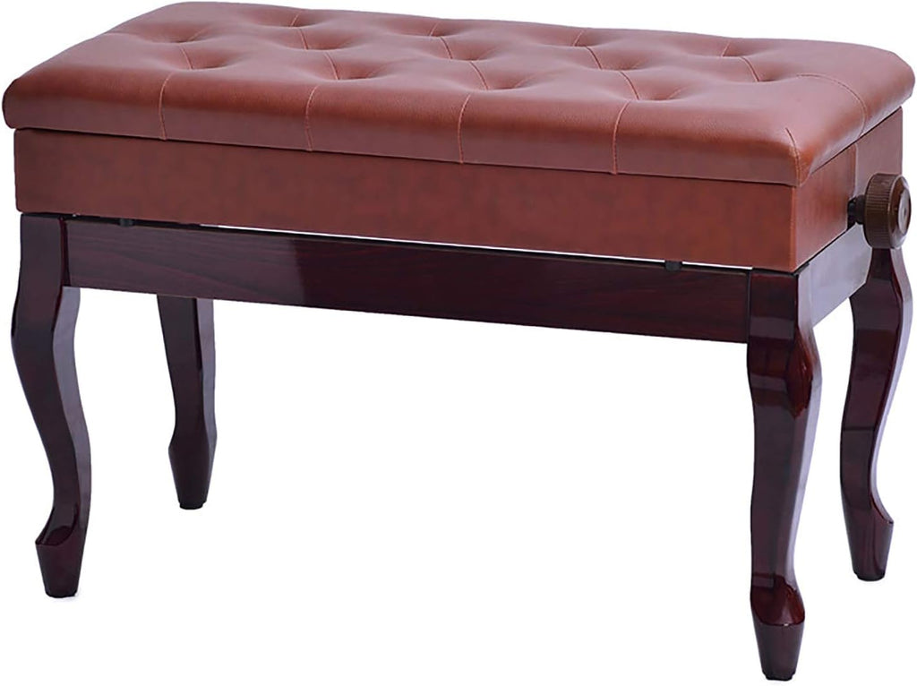 Vanity Bench,Piano Stool Adjustable Piano Bench Piano Stool with Storage SpaceBent Legs Practice Electric Piano Stool Solid Hard Wooden Construction (Reddish Brown)，Reddish Brown